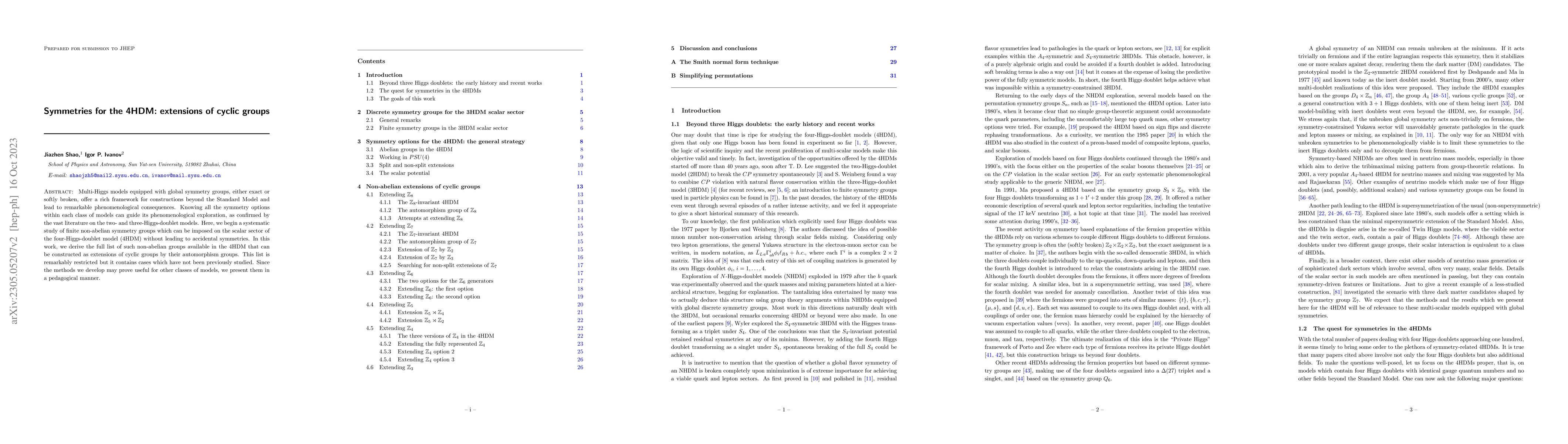 Thumbnail for Symmetries for the 4HDM: extensions of cyclic groups