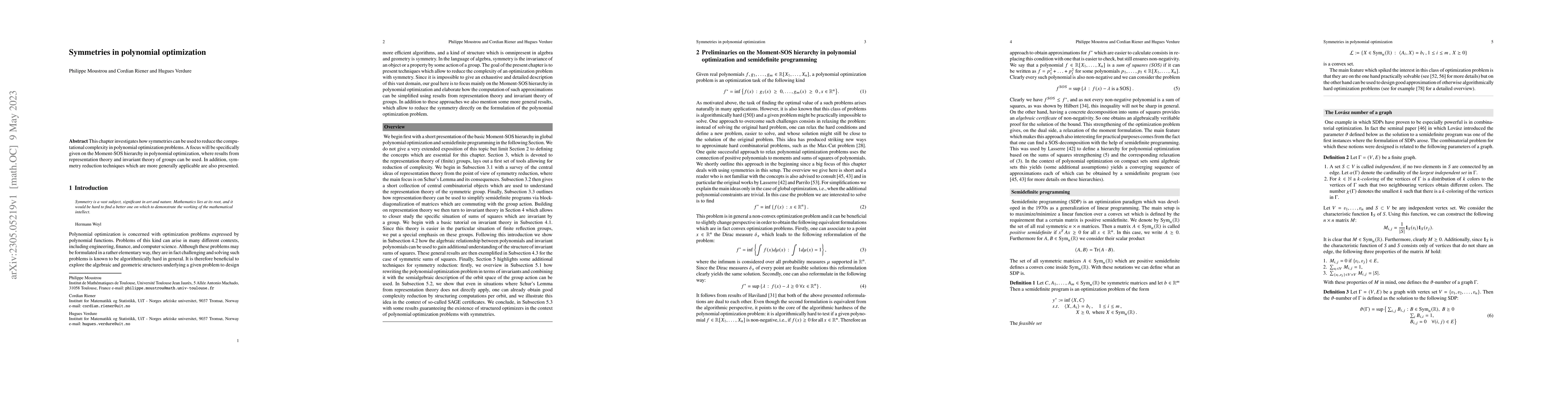 Thumbnail for Symmetries in polynomial optimization