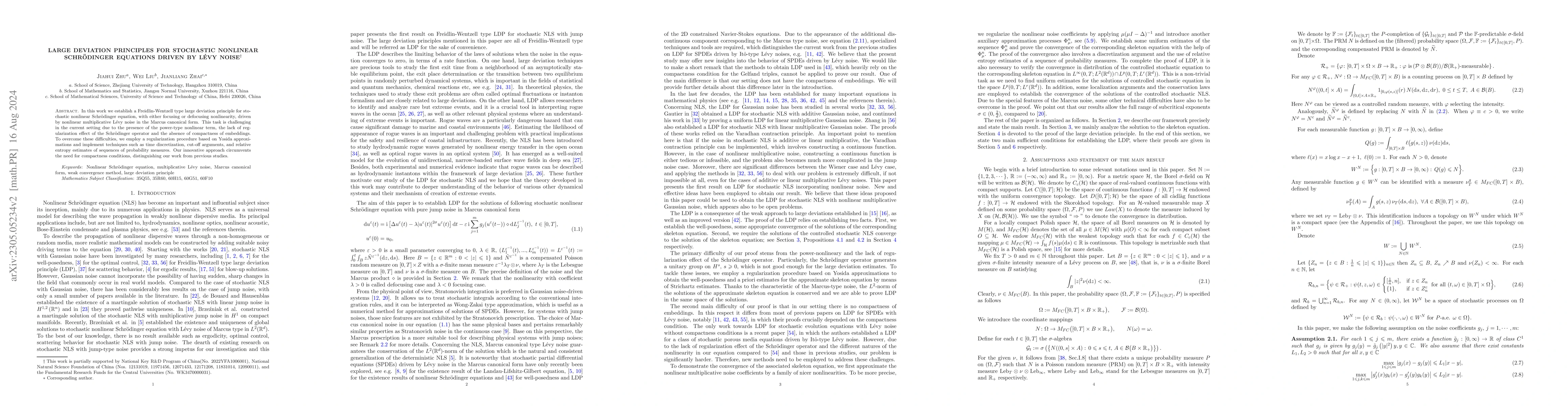 Thumbnail for Large deviation principles for stochastic nonlinear Schrodinger
  equations driven by Levy noise