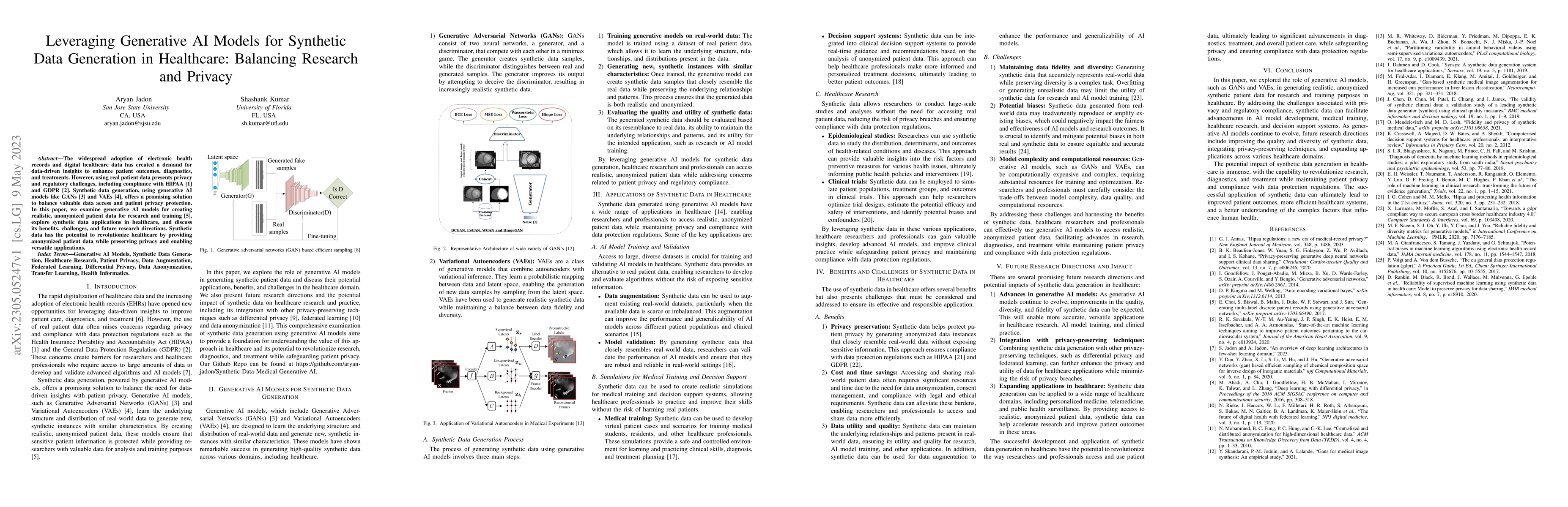 Thumbnail for Leveraging Generative AI Models for Synthetic Data Generation in
  Healthcare: Balancing Research and Privacy