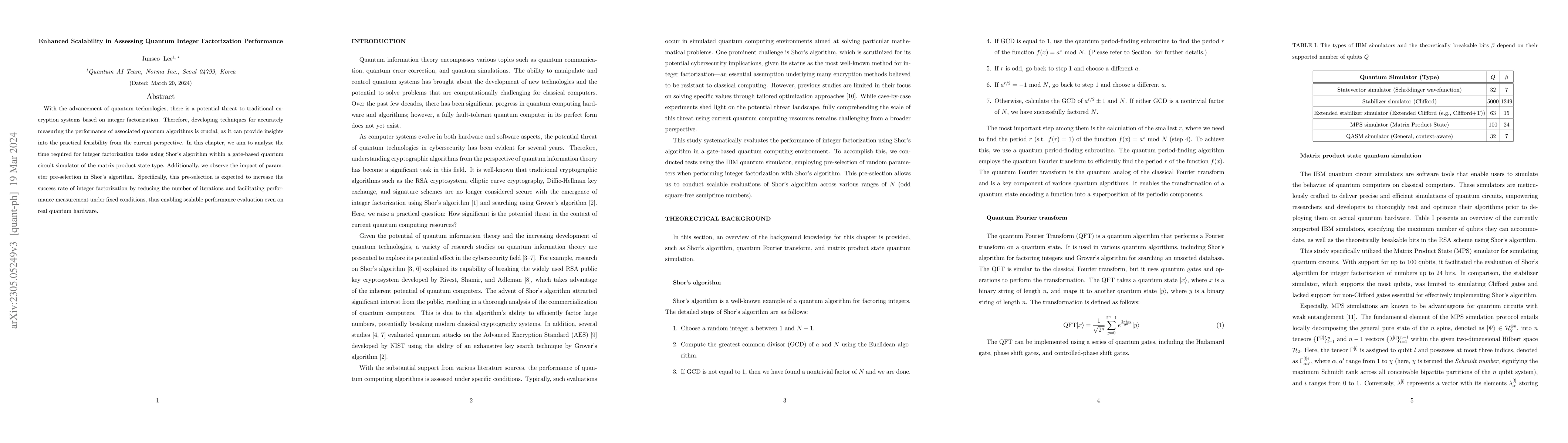 Thumbnail for Enhanced Scalability in Assessing Quantum Integer Factorization
  Performance
