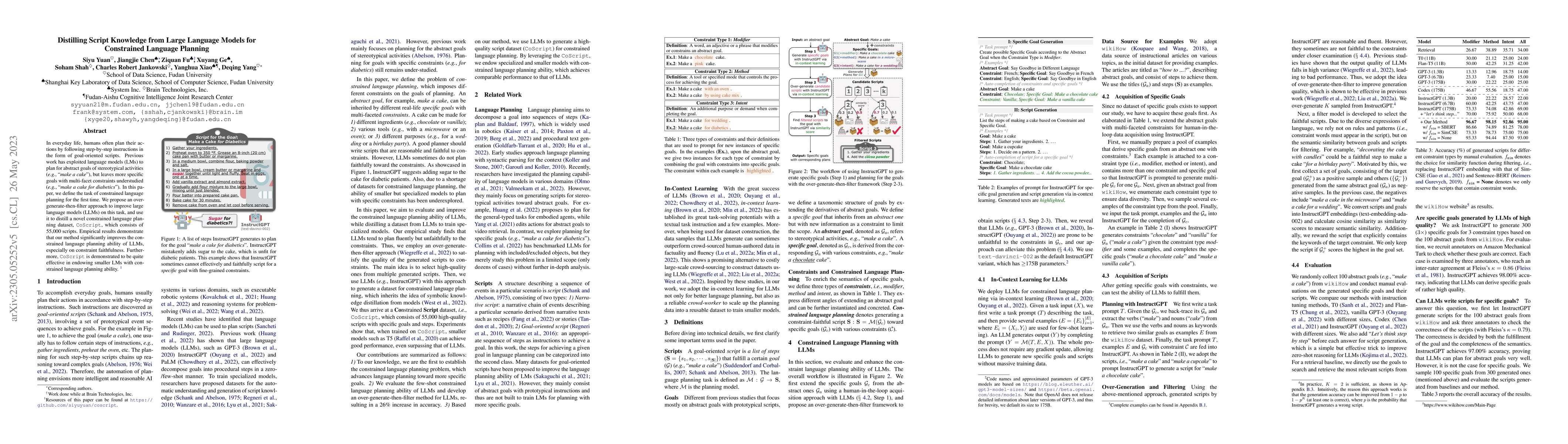 Thumbnail for Distilling Script Knowledge from Large Language Models for Constrained
  Language Planning