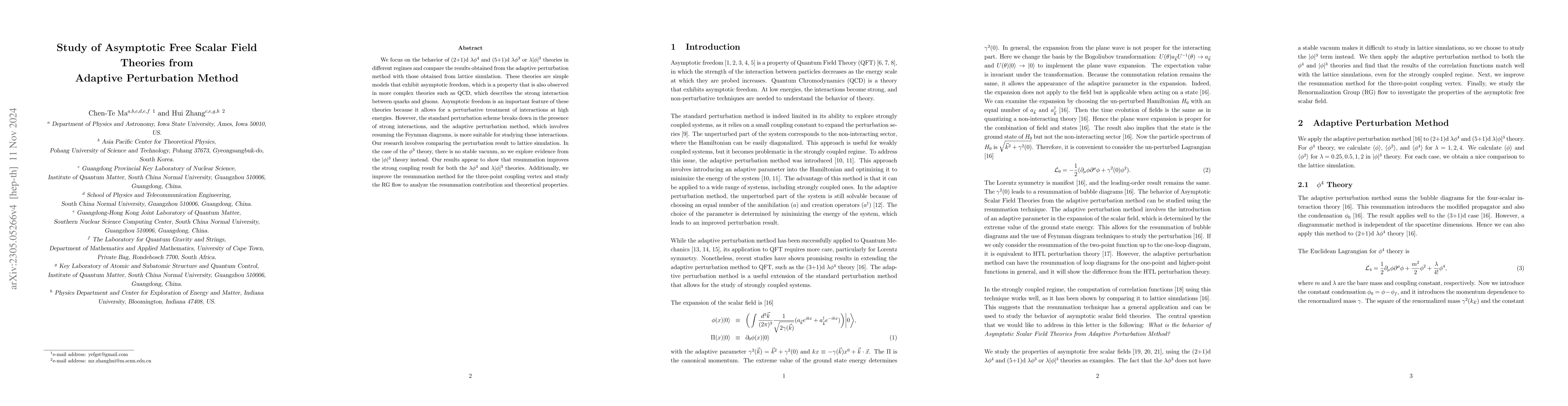 Thumbnail for Study of Asymptotic Free Scalar Field Theories from Adaptive
  Perturbation Method