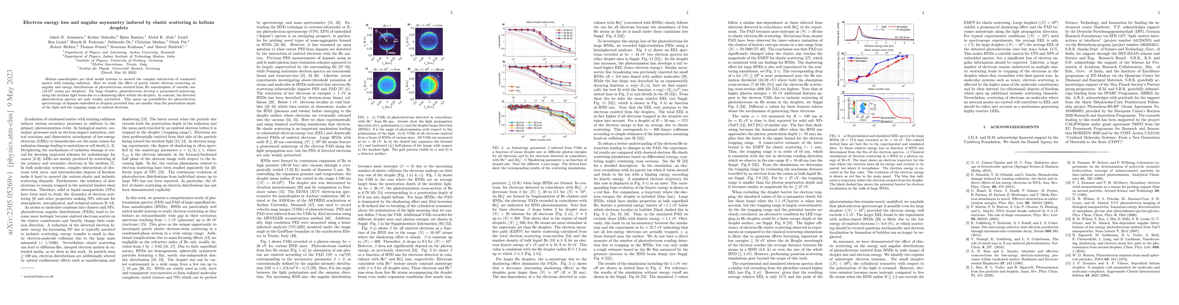 Thumbnail for Electron energy loss and angular asymmetry induced by elastic scattering
  in helium droplets