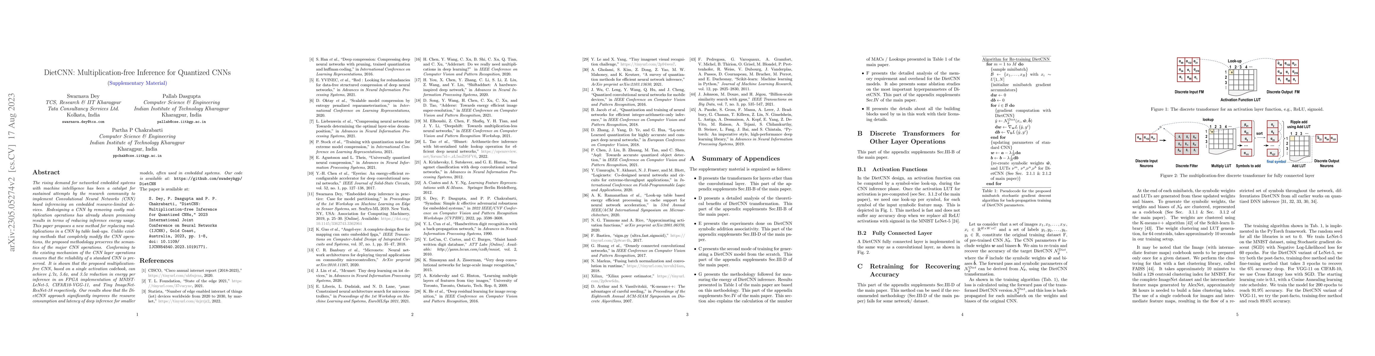 Thumbnail for DietCNN: Multiplication-free Inference for Quantized CNNs