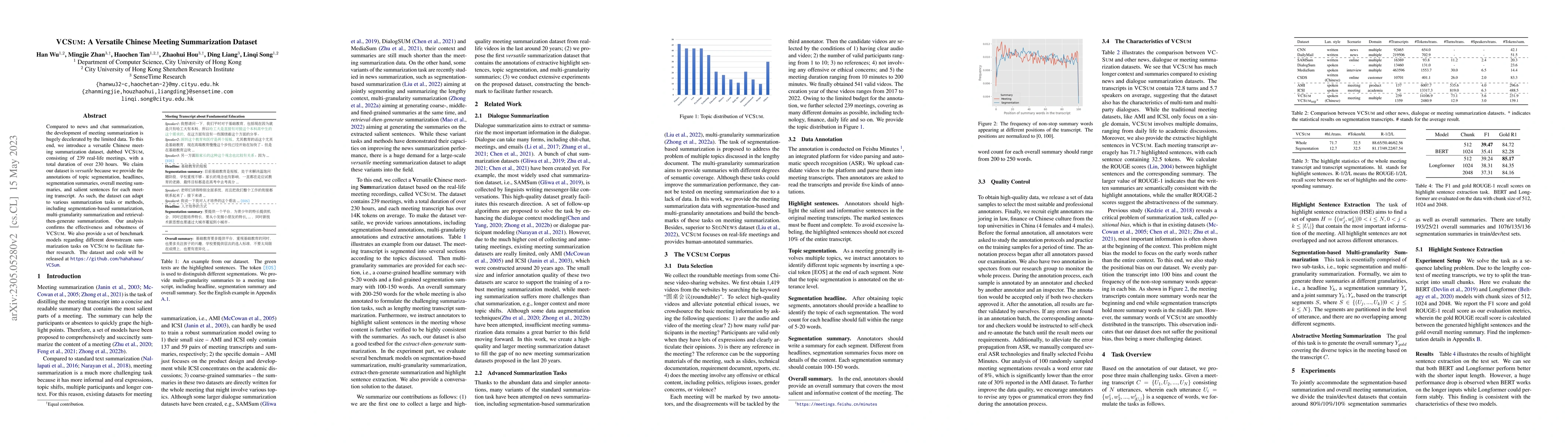 Thumbnail for VCSUM: A Versatile Chinese Meeting Summarization Dataset