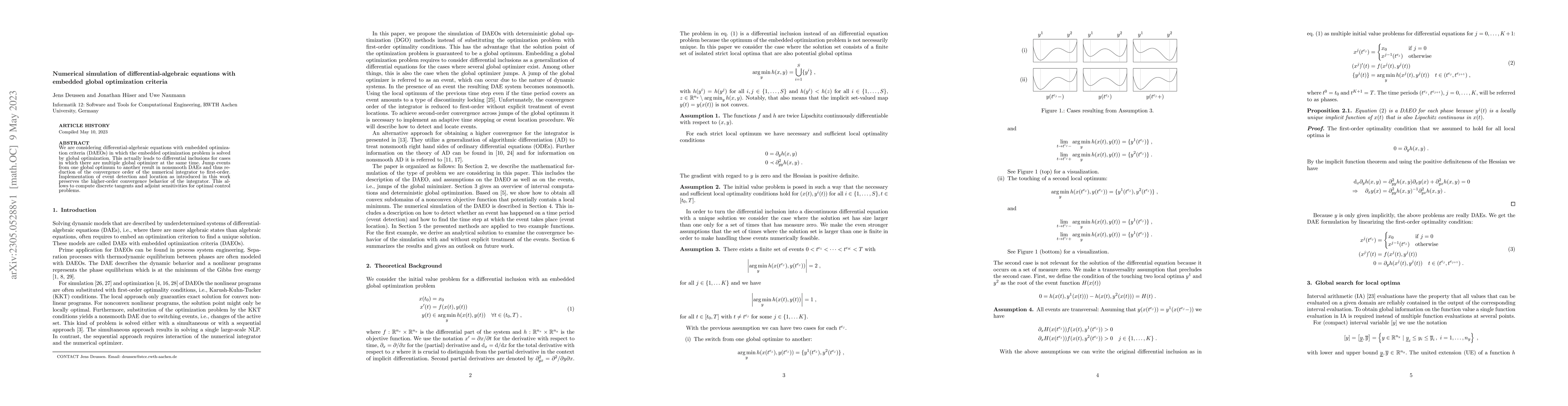 Thumbnail for Numerical simulation of differential-algebraic equations with embedded
  global optimization criteria
