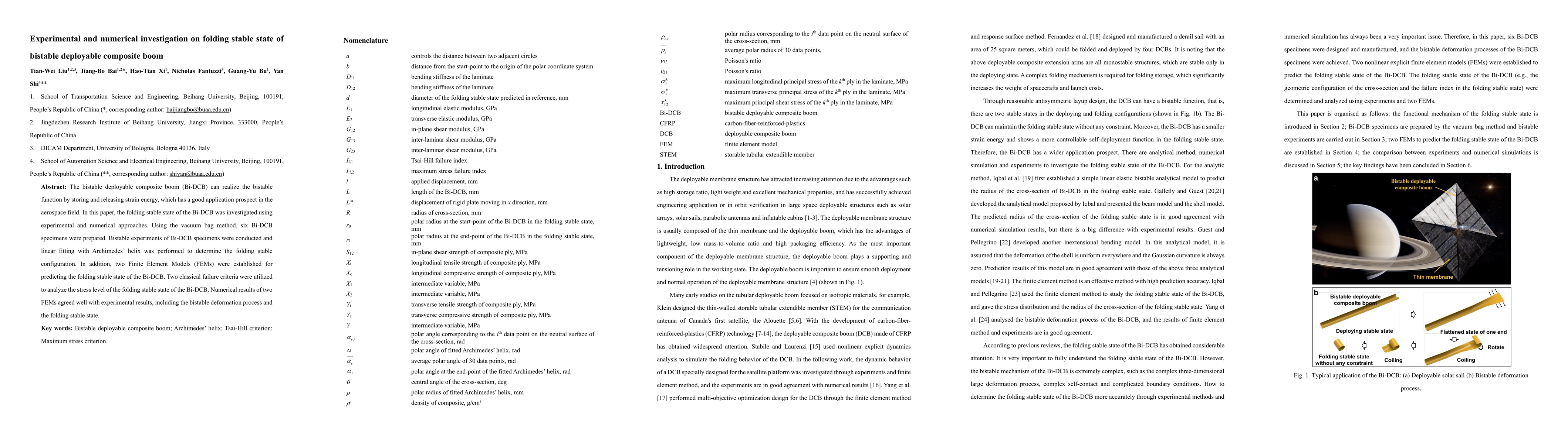 Thumbnail for Experimental and numerical investigation on folding stable state of
  bistable deployable composite boom