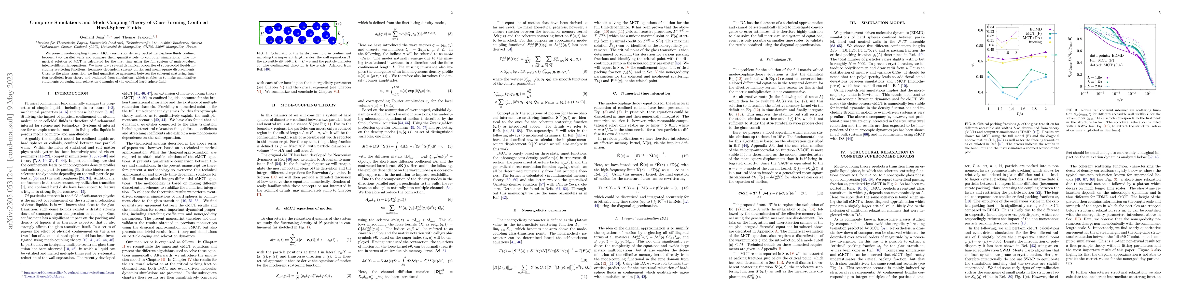 Thumbnail for Computer Simulations and Mode-Coupling Theory of Glass-Forming Confined
  Hard-Sphere Fluids