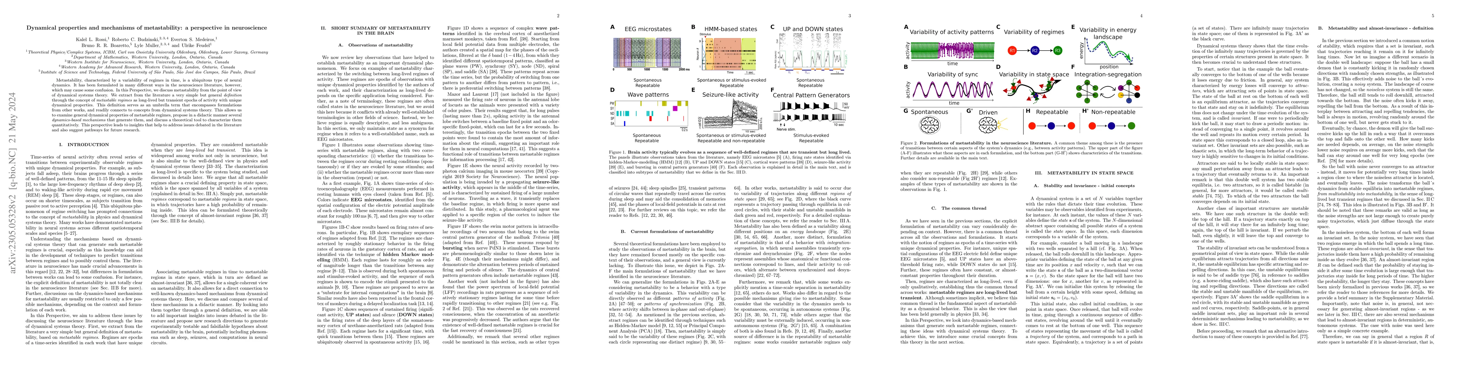 Thumbnail for Dynamical properties and mechanisms of metastability: a perspective in
  neuroscience