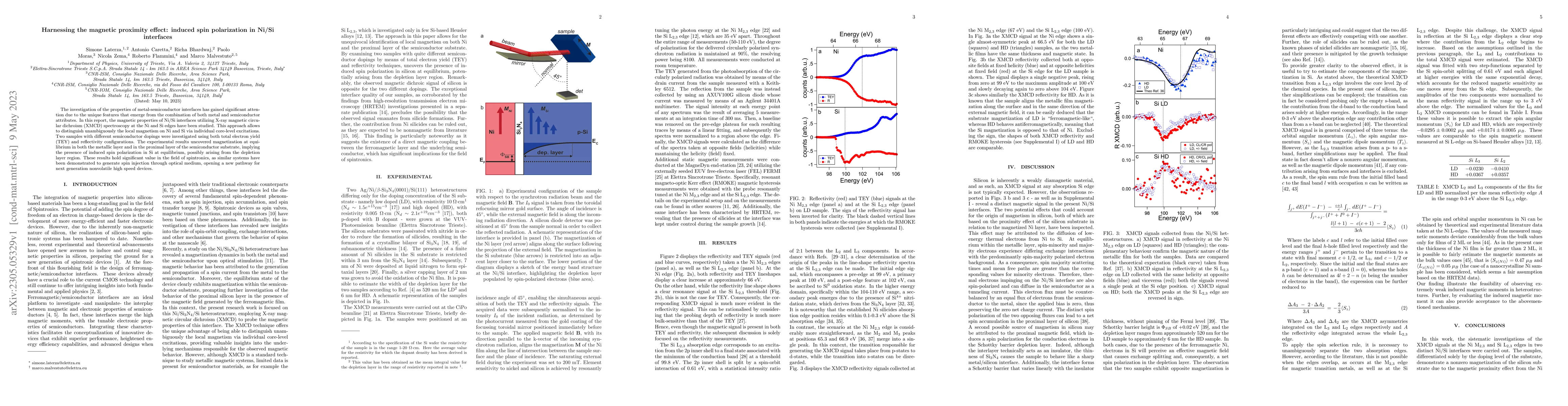 Thumbnail for Harnessing the magnetic proximity effect: induced spin polarization in
  Ni/Si interfaces