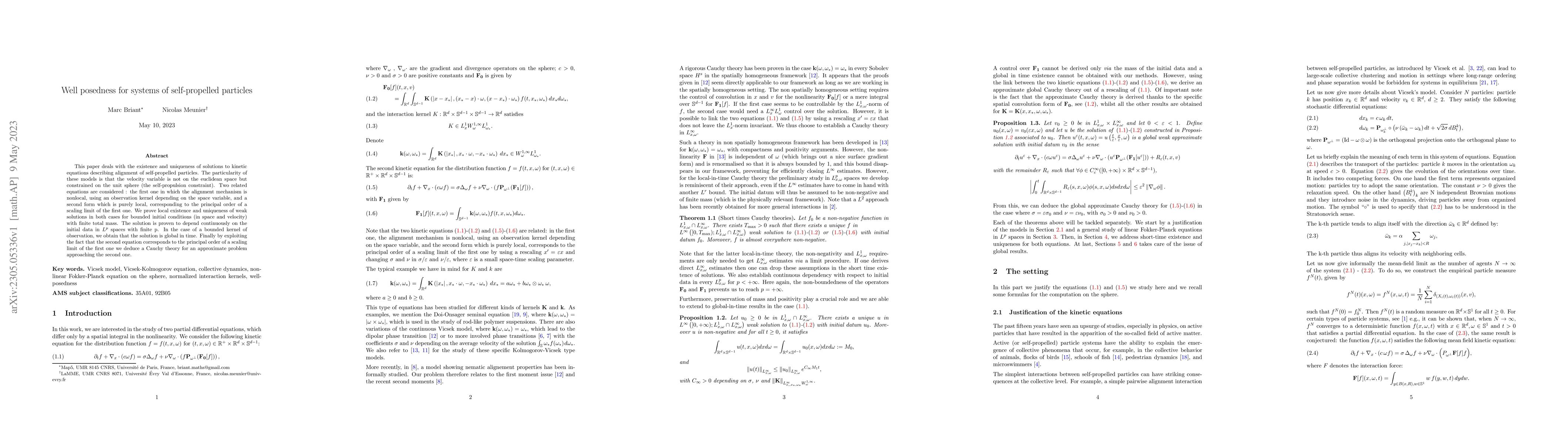 Thumbnail for Well posedness for systems of self-propelled particles