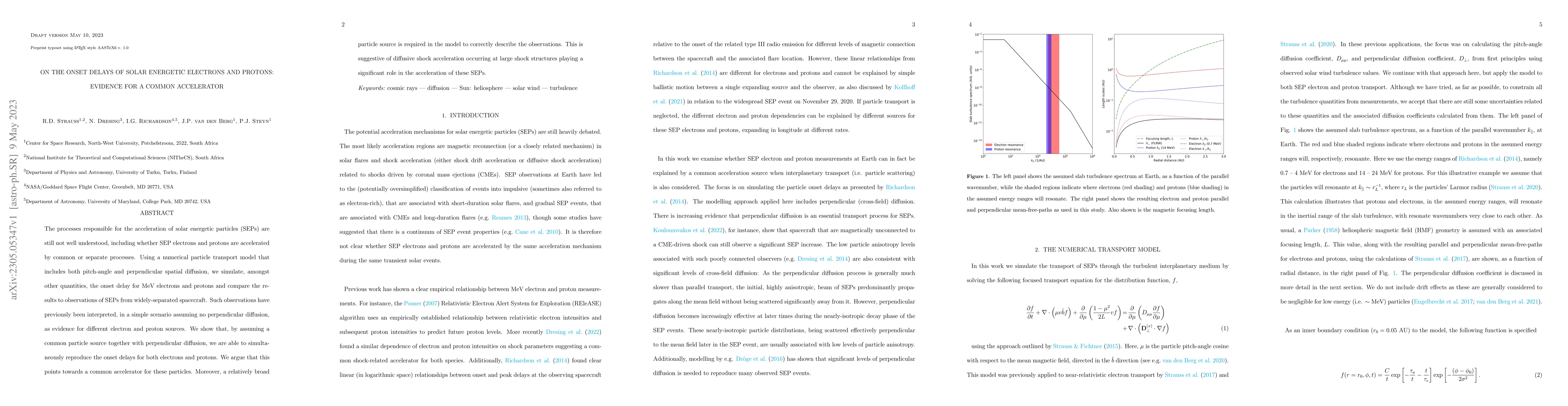 Thumbnail for On the onset delays of solar energetic electrons and protons: Evidence
  for a common accelerator