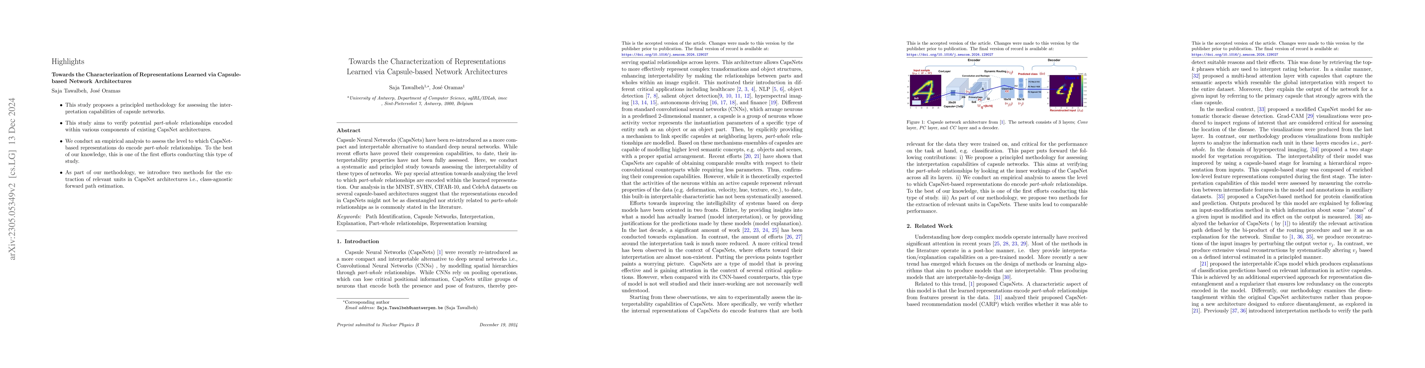Thumbnail for Towards the Characterization of Representations Learned via
  Capsule-based Network Architectures