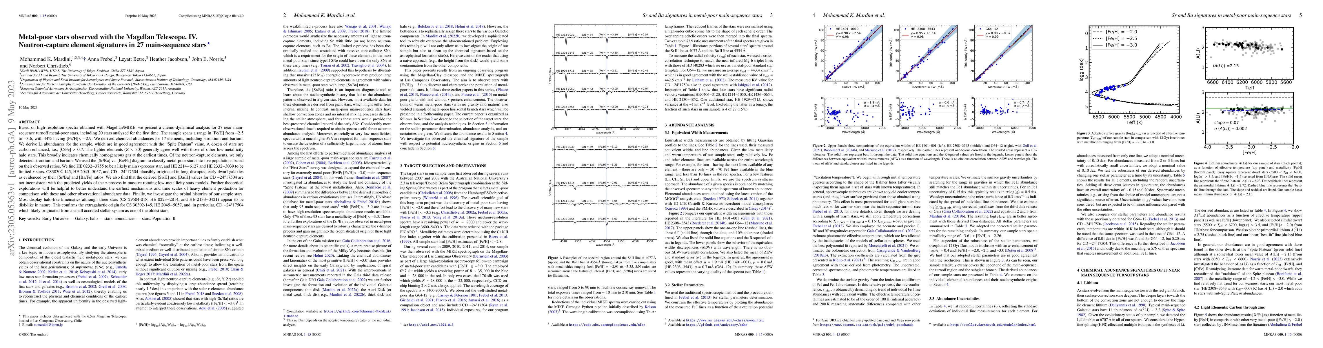 Thumbnail for Metal-poor stars observed with the Magellan Telescope. IV.
  Neutron-capture element signatures in 27 main-sequence stars