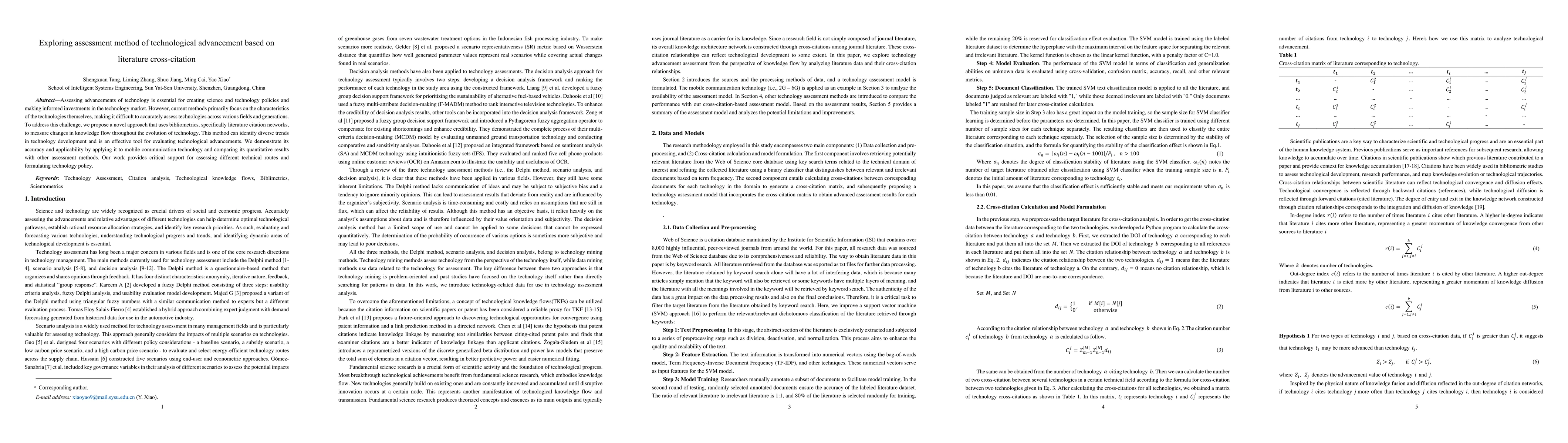 Thumbnail for Exploring assessment method of technological advancement based on
  literature cross-citation