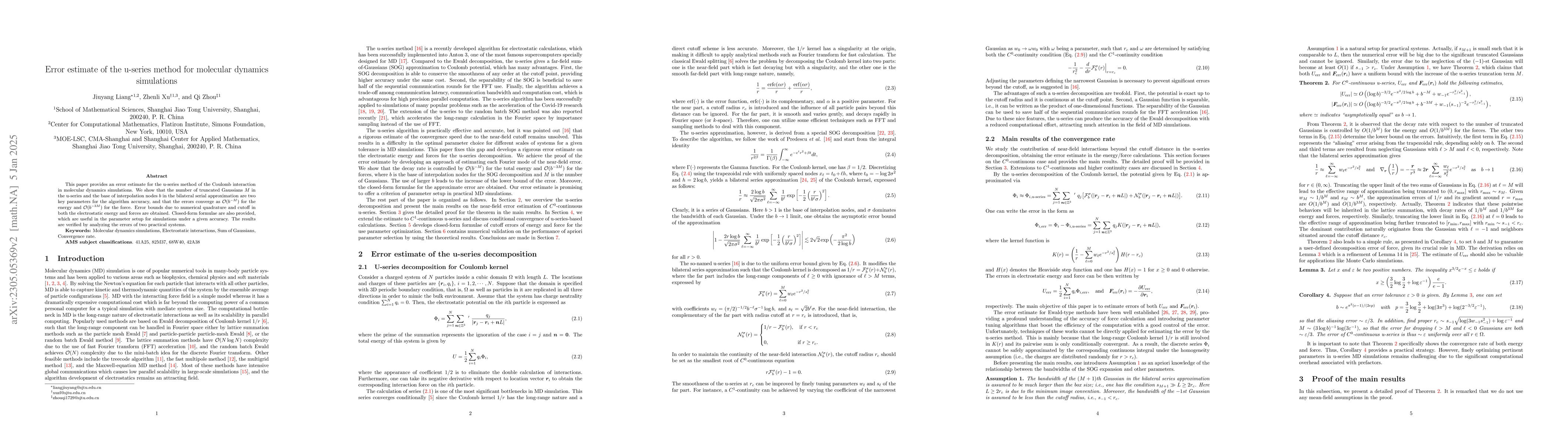 Thumbnail for Error estimate of the u-series method for molecular dynamics simulations