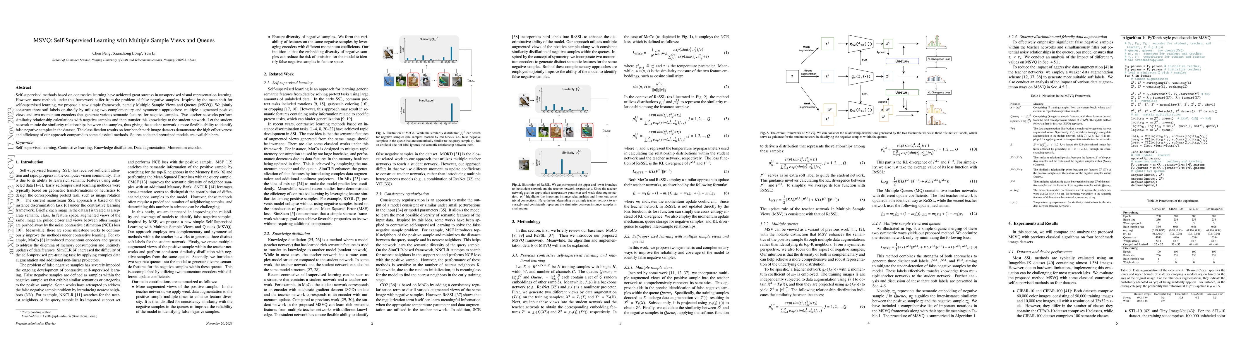 Thumbnail for MSVQ: Self-Supervised Learning with Multiple Sample Views and Queues
