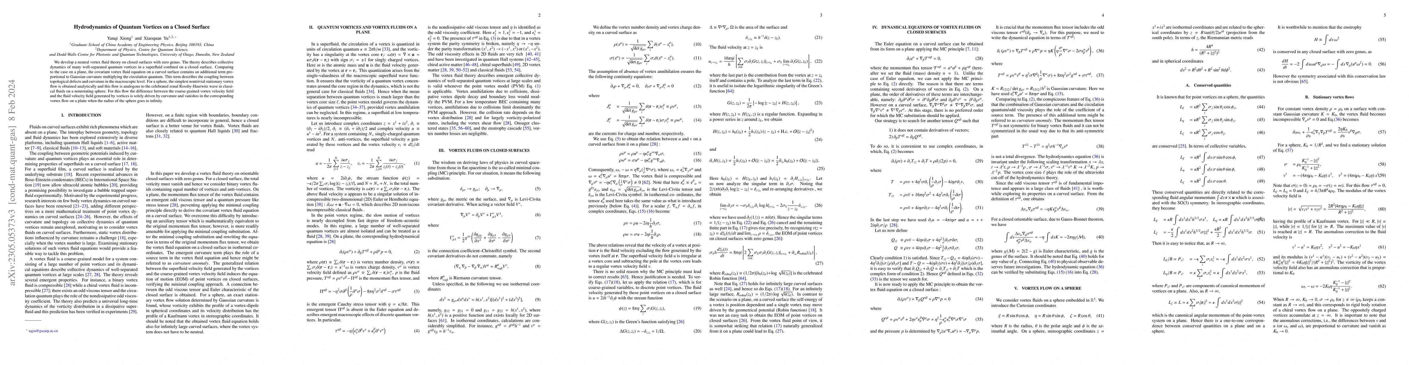 Thumbnail for Hydrodynamics of Quantum Vortices on a Closed Surface