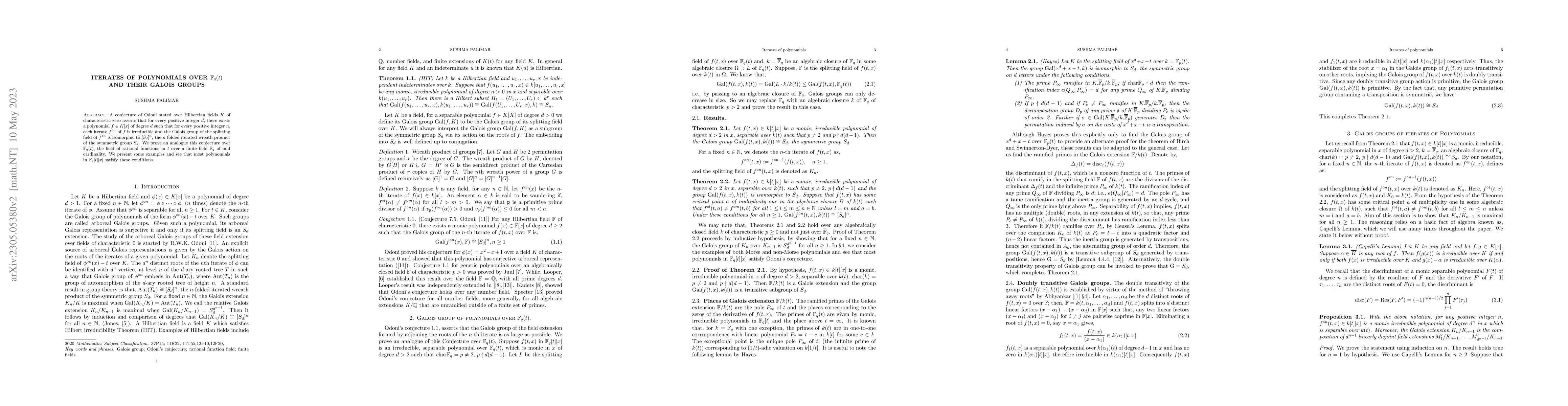 Thumbnail for Iterates of polynomials over $\F_q(t)$ and their Galois groups