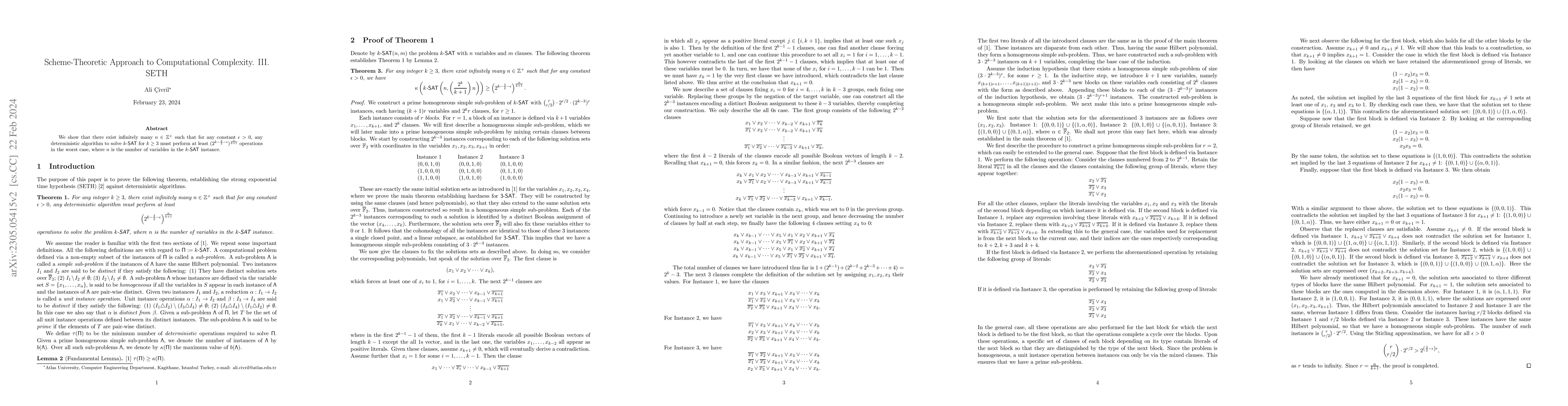 Thumbnail for Scheme-Theoretic Approach to Computational Complexity. III. SETH