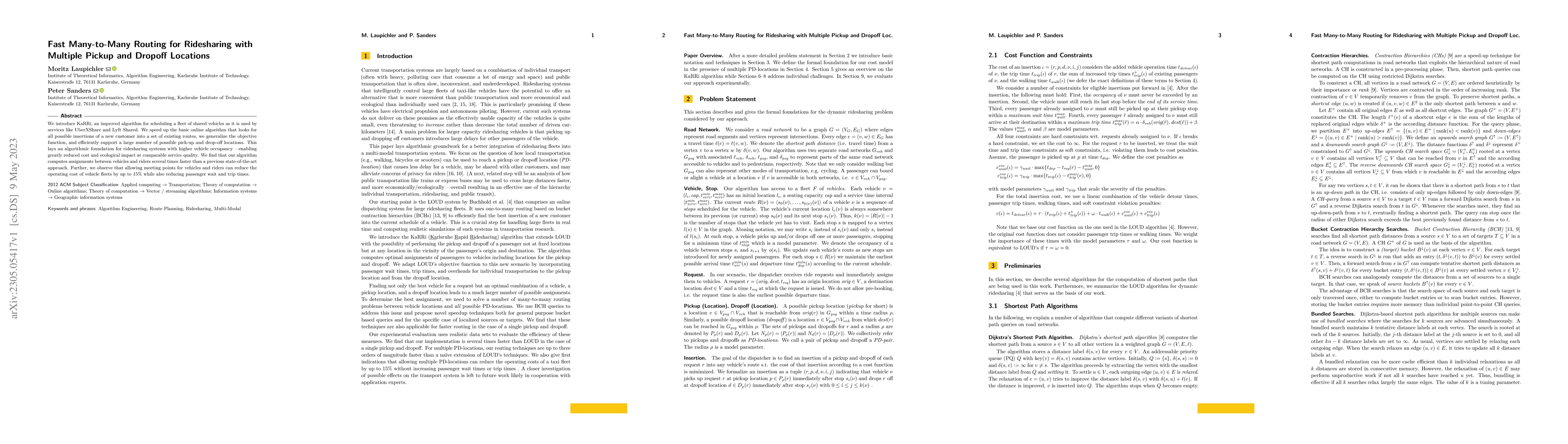 Thumbnail for Fast Many-to-Many Routing for Ridesharing with Multiple Pickup and
  Dropoff Locations