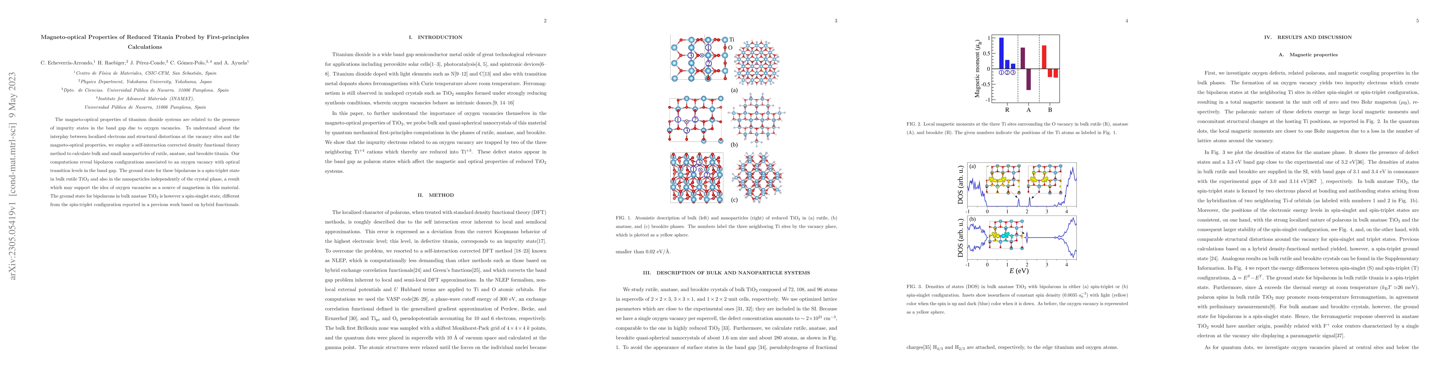 Thumbnail for Magneto-optical Properties of Reduced Titania Probed by First-principles
  Calculations: Polarons