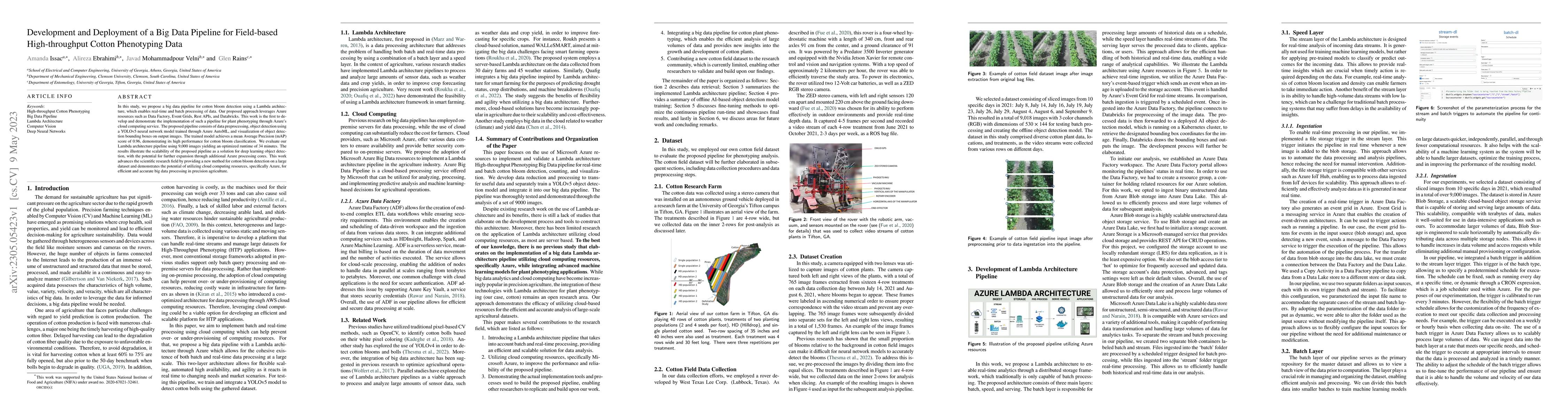 Thumbnail for High-throughput Cotton Phenotyping Big Data Pipeline Lambda Architecture
  Computer Vision Deep Neural Networks