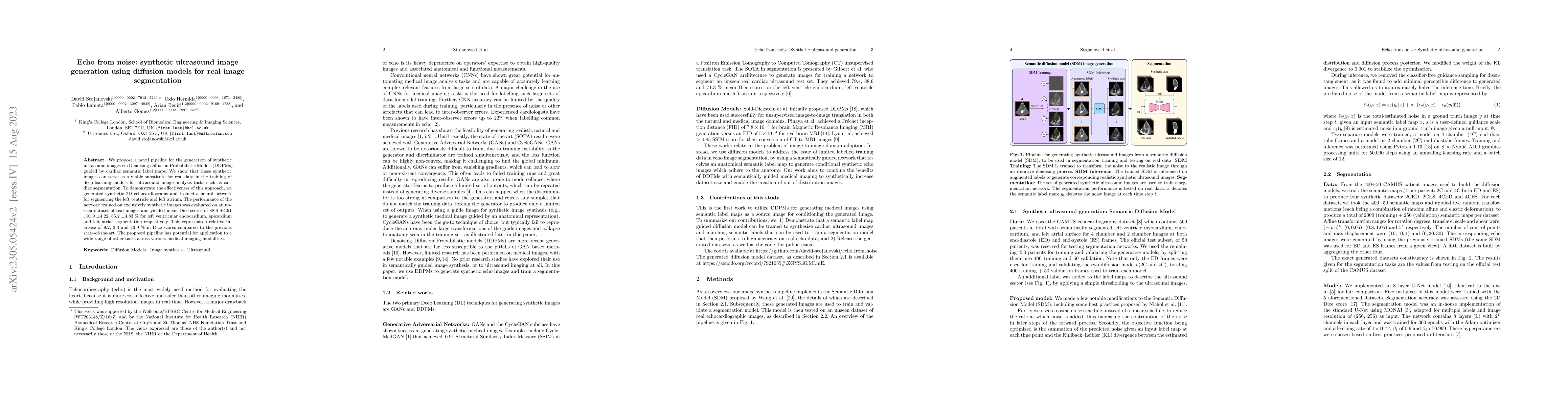 Thumbnail for Echo from noise: synthetic ultrasound image generation using diffusion
  models for real image segmentation
