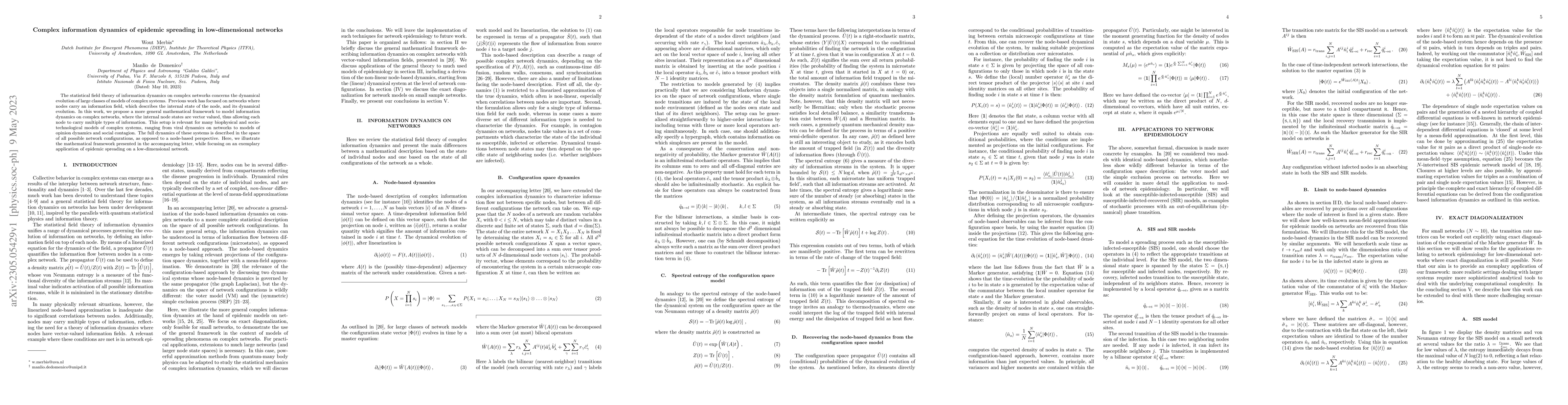 Thumbnail for Complex information dynamics of epidemic spreading in low-dimensional
  networks