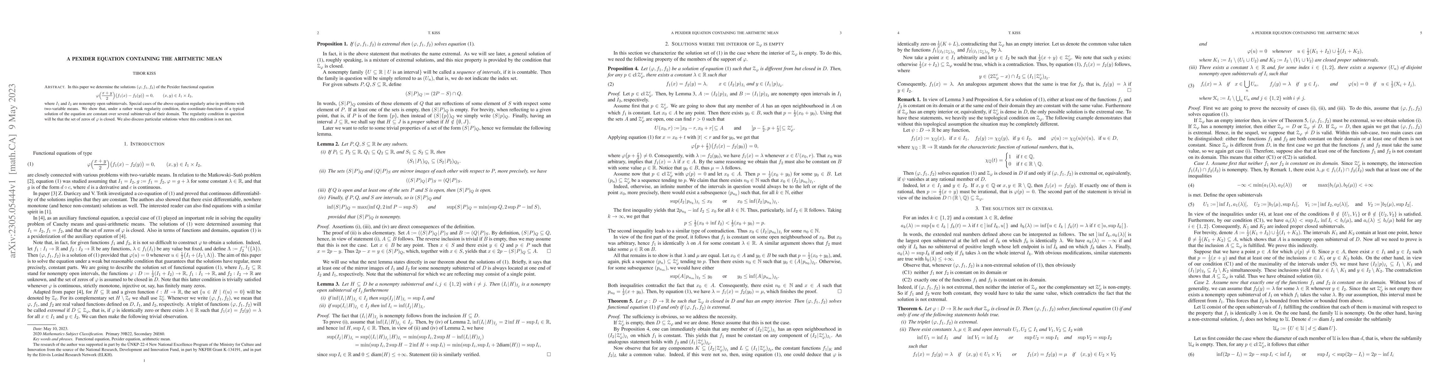 Thumbnail for A Pexider equation containing the aritmetic mean