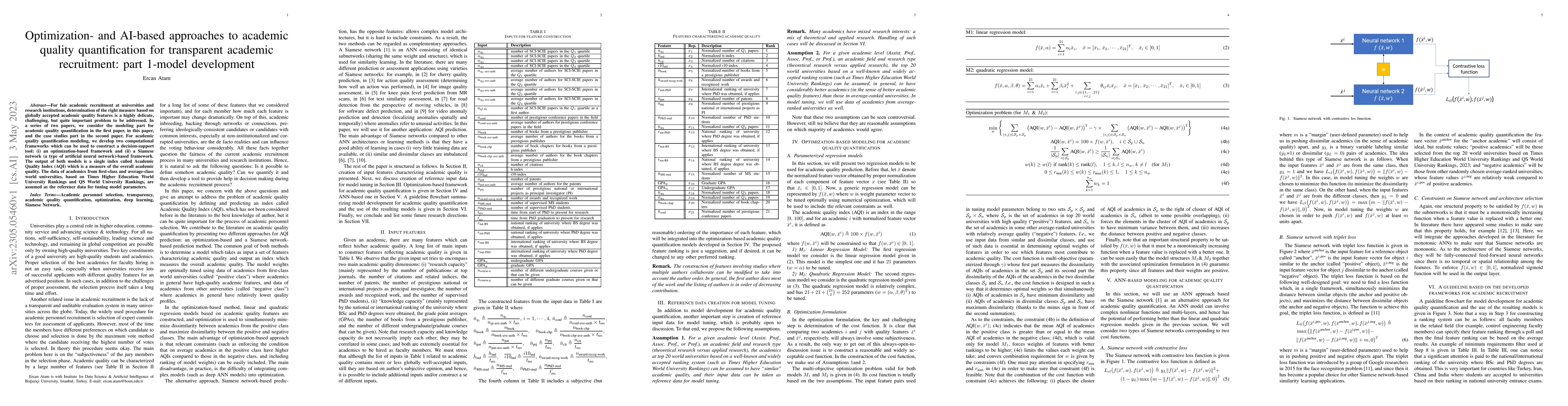 Thumbnail for Optimization- and AI-based approaches to academic quality quantification
  for transparent academic recruitment: part 1-model development