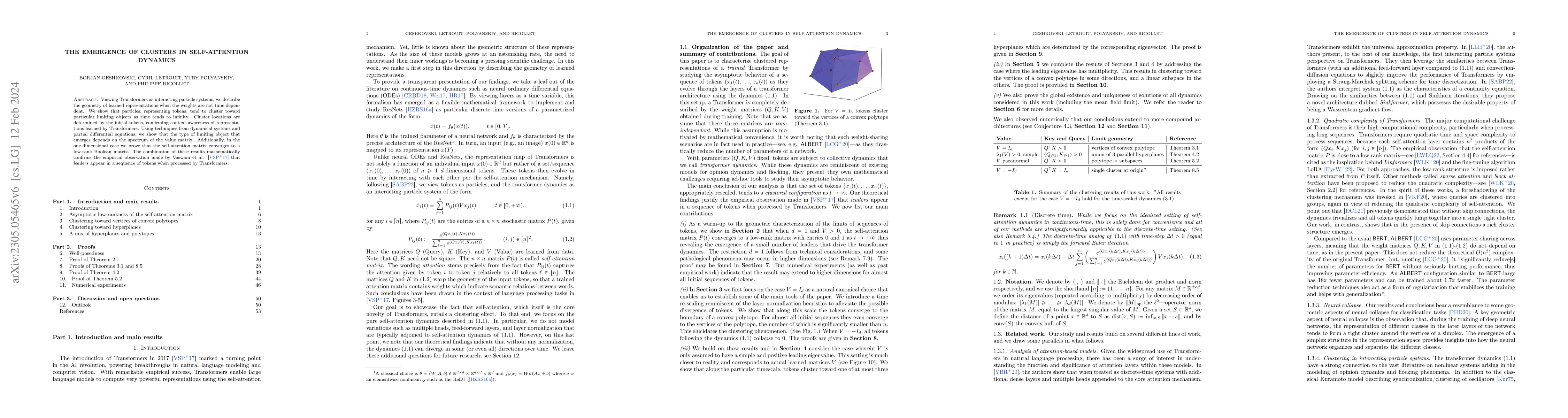 Thumbnail for The emergence of clusters in self-attention dynamics