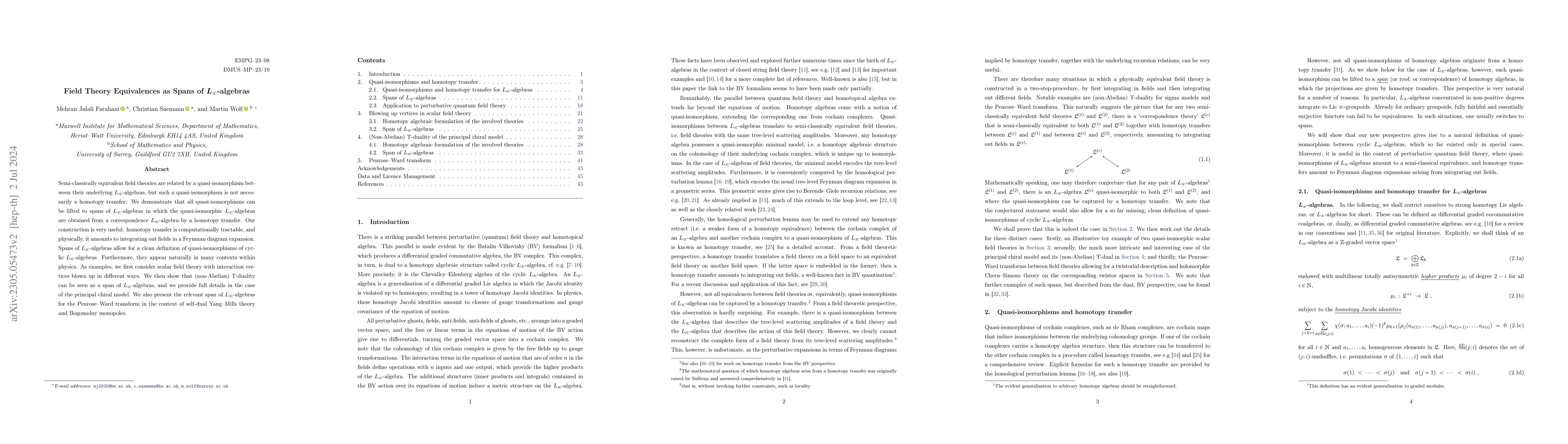 Thumbnail for Field Theory Equivalences as Spans of $L_\infty$-algebras
