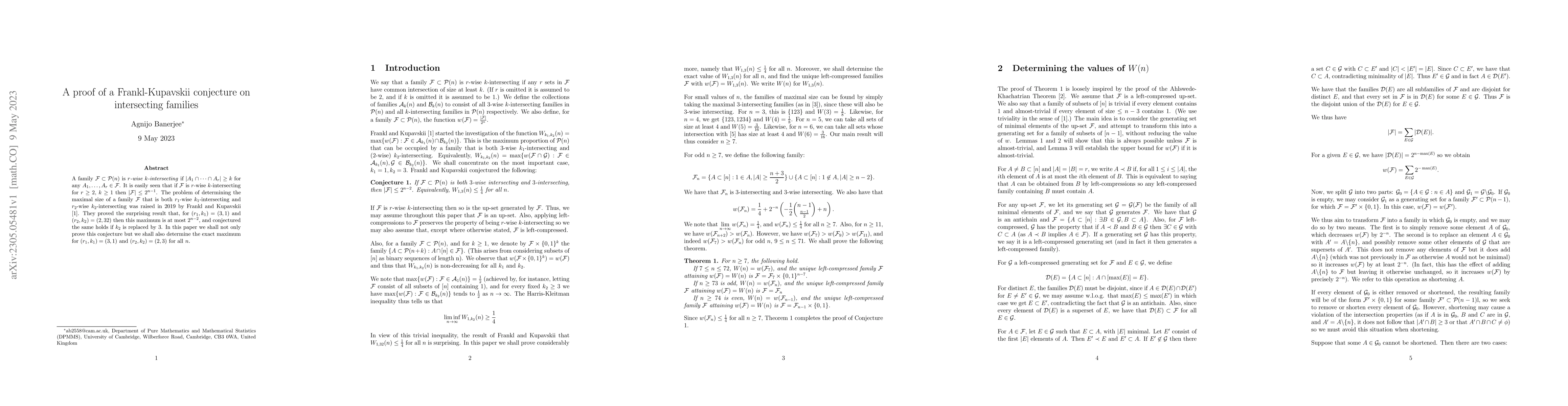 Thumbnail for A proof of a Frankl-Kupavskii conjecture on intersecting families