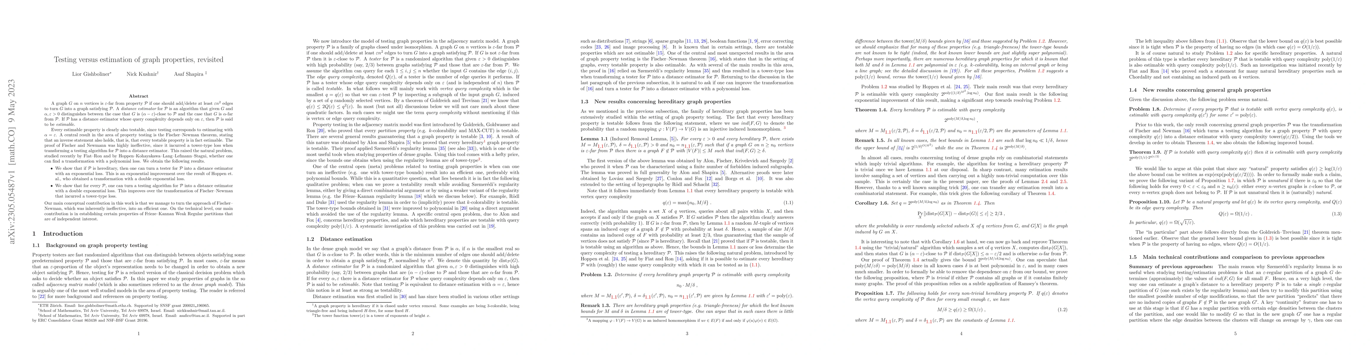 Thumbnail for Testing versus estimation of graph properties, revisited