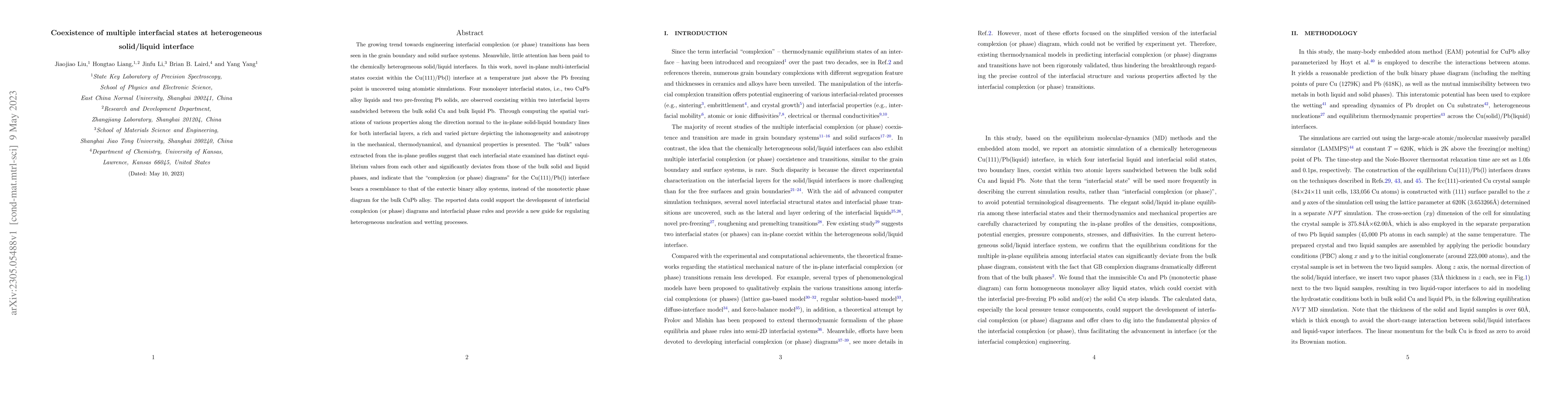 Thumbnail for Coexistence of multiple interfacial states at heterogeneous solid/liquid
  interface