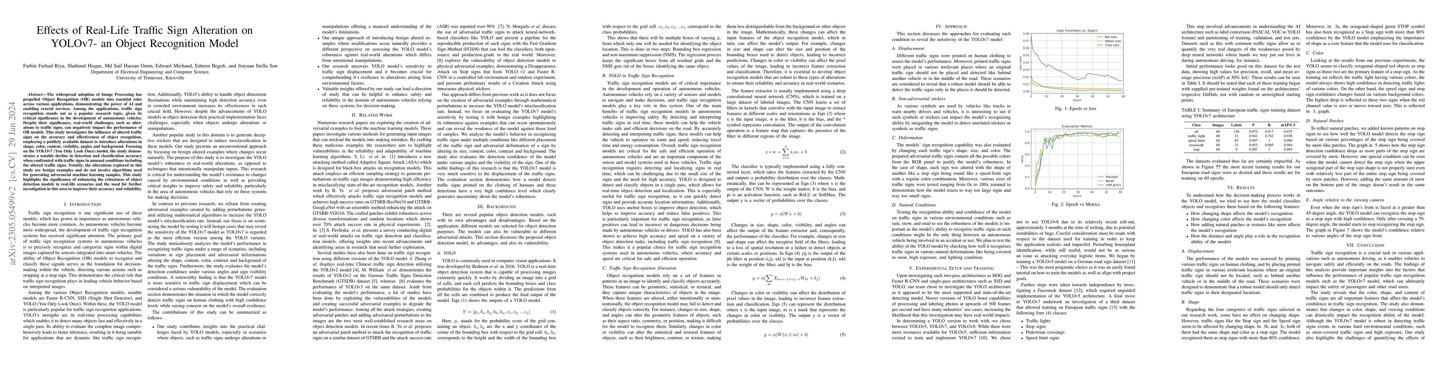 Thumbnail for Effects of Real-Life Traffic Sign Alteration on YOLOv7- an Object
  Recognition Model