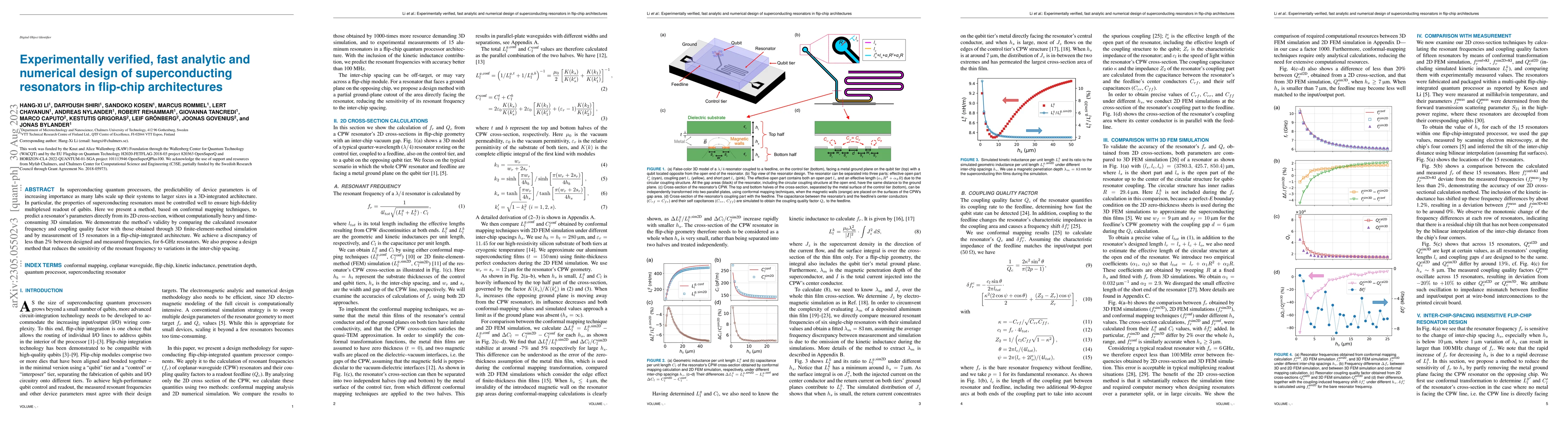 Thumbnail for Experimentally verified, fast analytic and numerical design of
  superconducting resonators in flip-chip architectures
