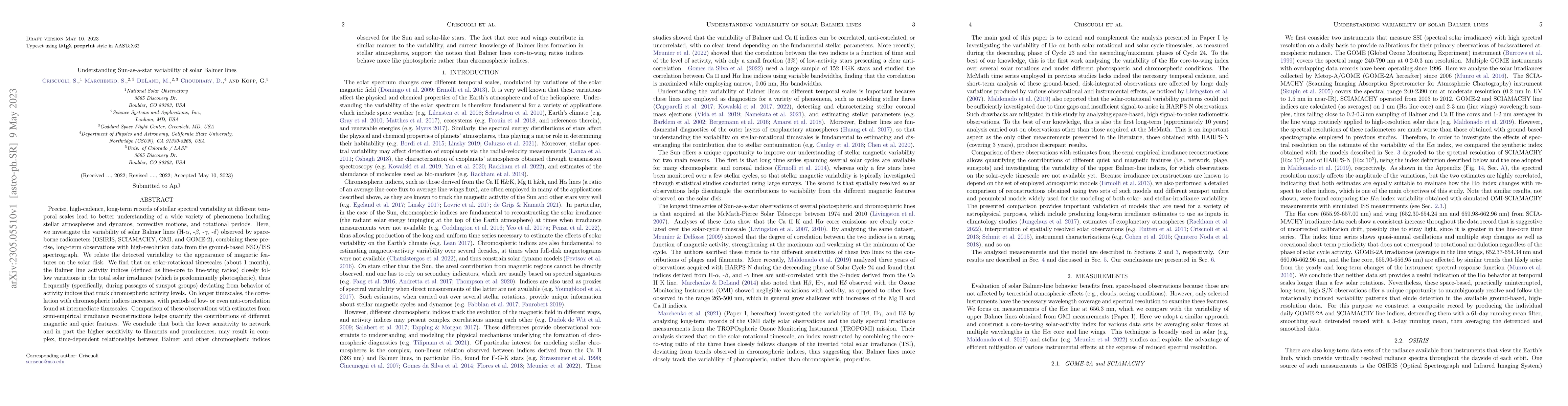 Thumbnail for Understanding Sun-as-a-star variability of solar Balmer lines