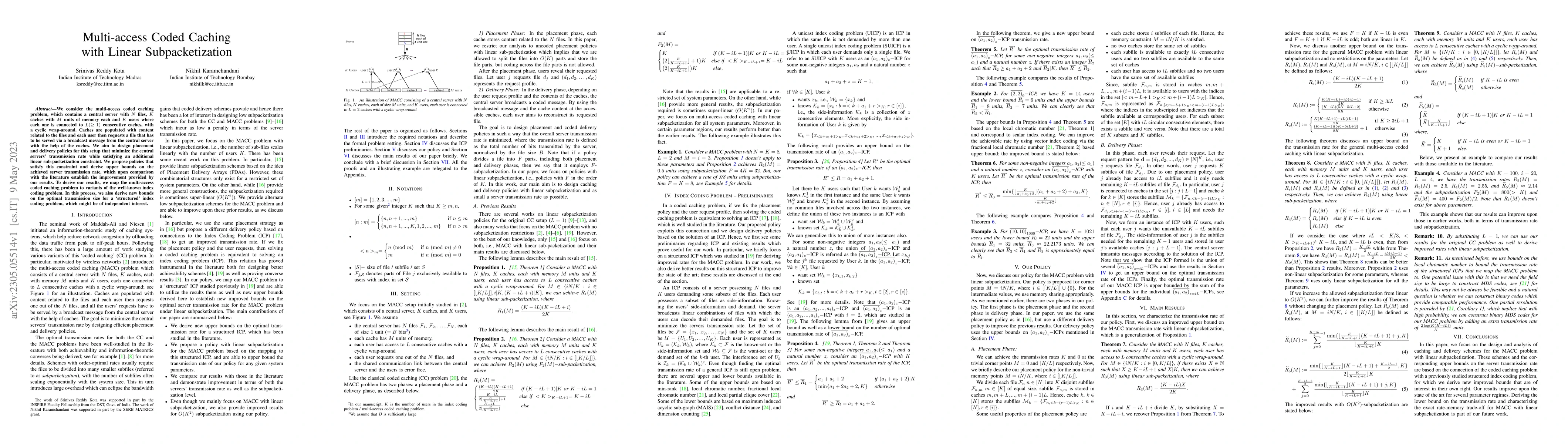 Thumbnail for Multi-access Coded Caching with Linear Subpacketization