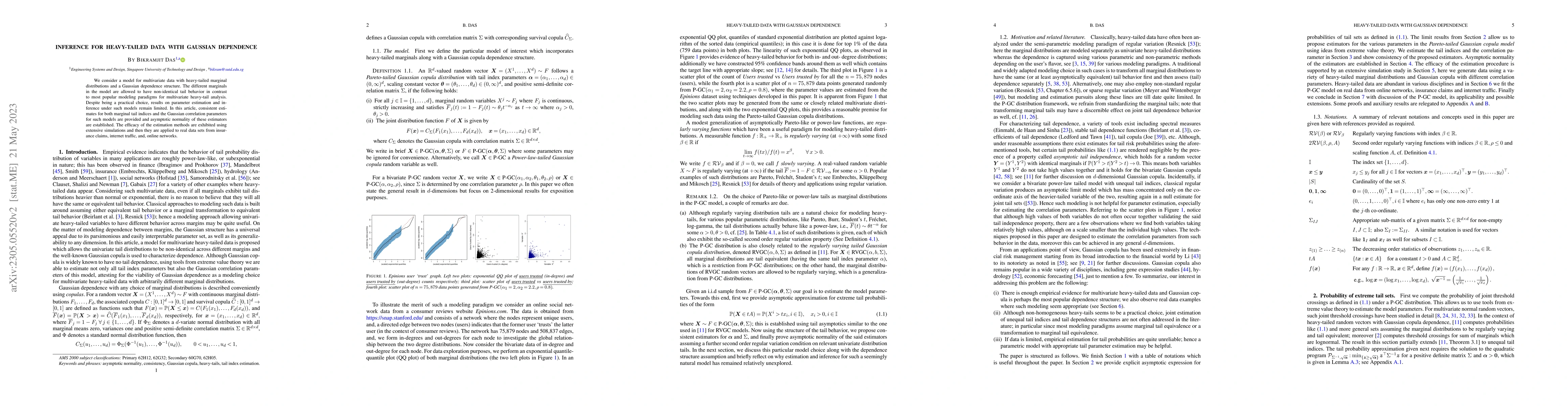 Thumbnail for Inference for heavy-tailed data with Gaussian dependence