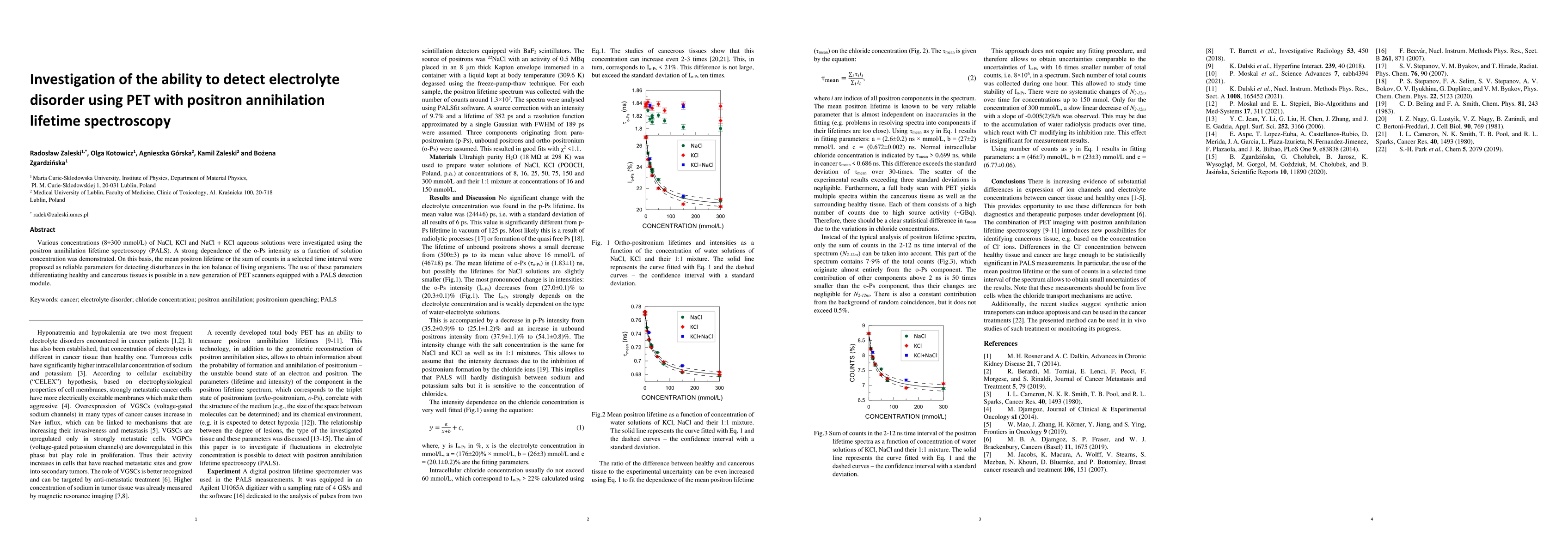 Thumbnail for Investigation of the ability to detect electrolyte disorder using PET
  with positron annihilation lifetime spectroscopy