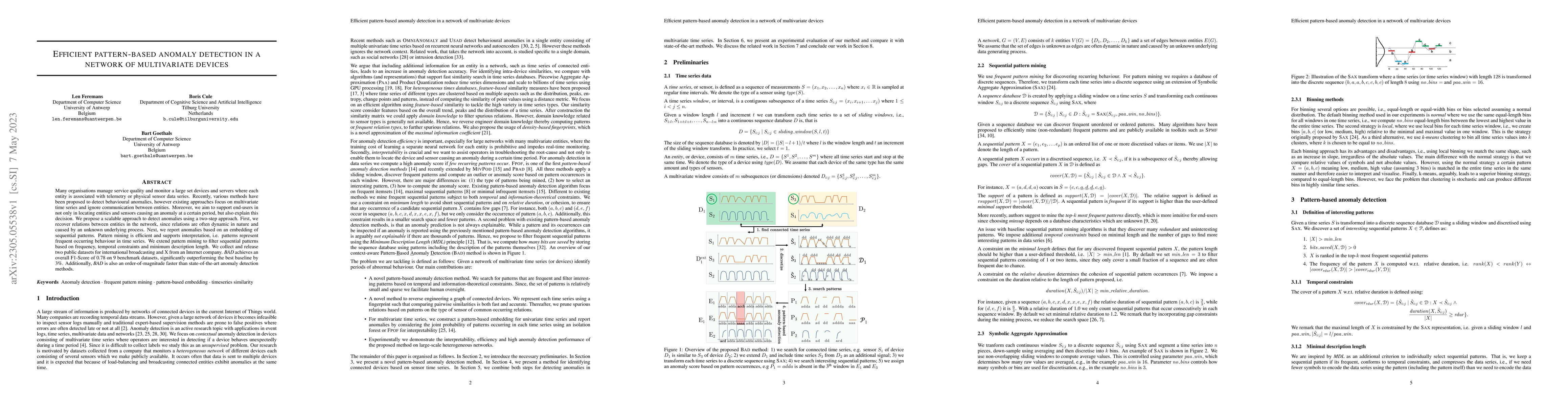 Thumbnail for Efficient pattern-based anomaly detection in a network of multivariate
  devices
