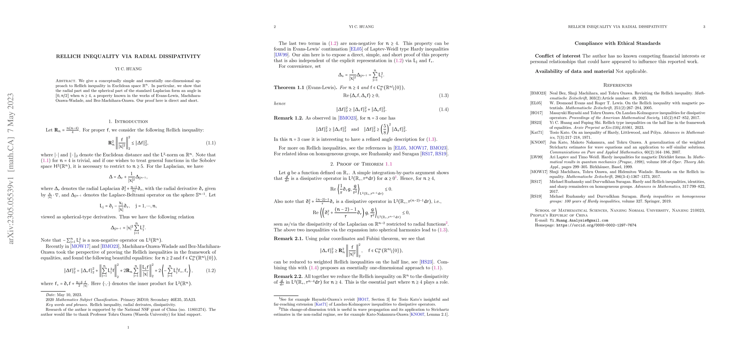 Thumbnail for Rellich Inequality via Radial Dissipativity