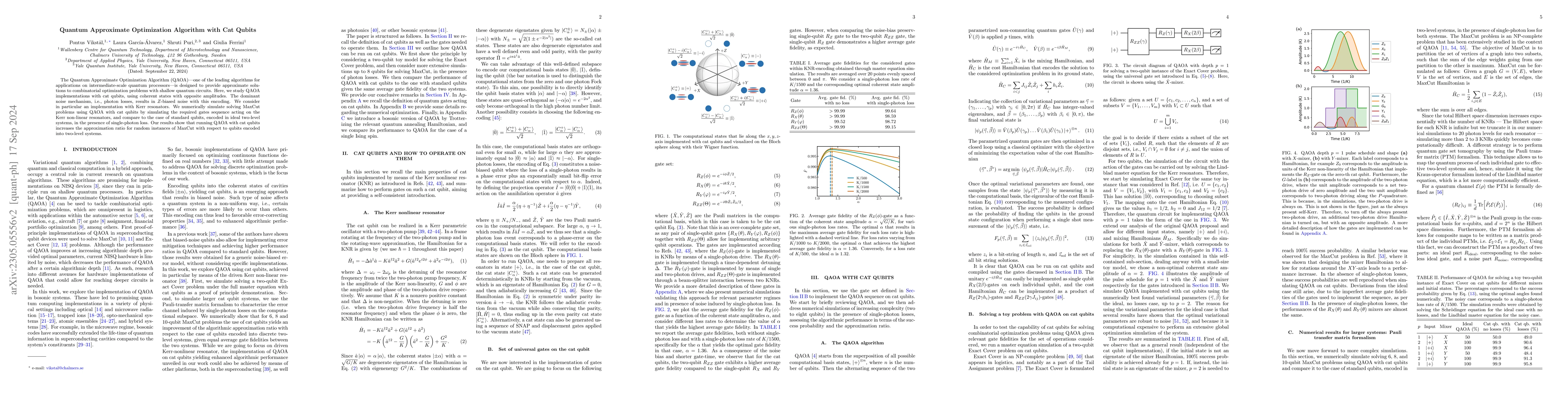 Thumbnail for Quantum Approximate Optimization Algorithm with Cat Qubits