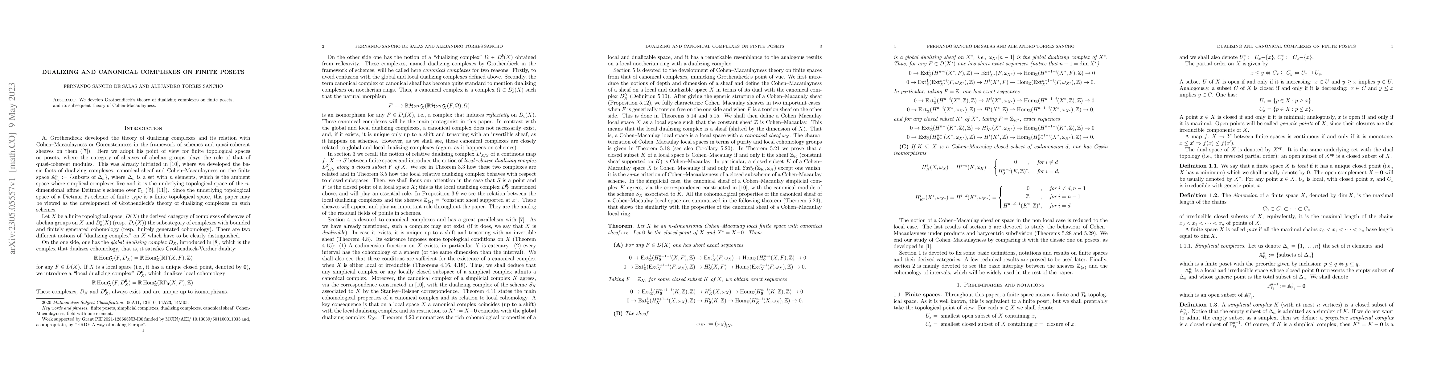 Thumbnail for Dualizing and canonical complexes on finite posets