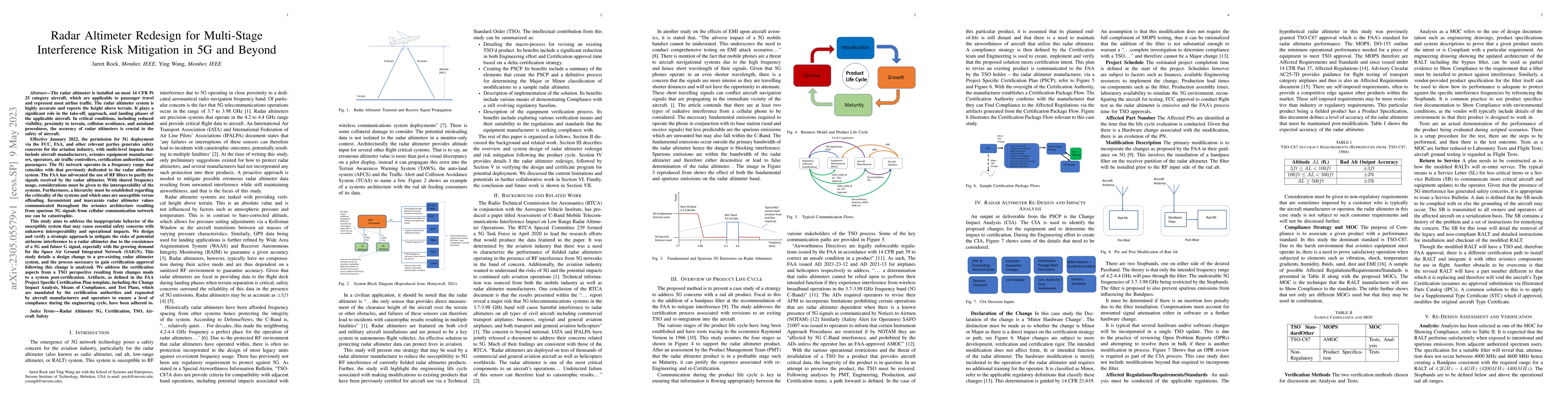 Thumbnail for Radar Altimeter Redesign for Multi-Stage Interference Risk Mitigation in
  5G and Beyond