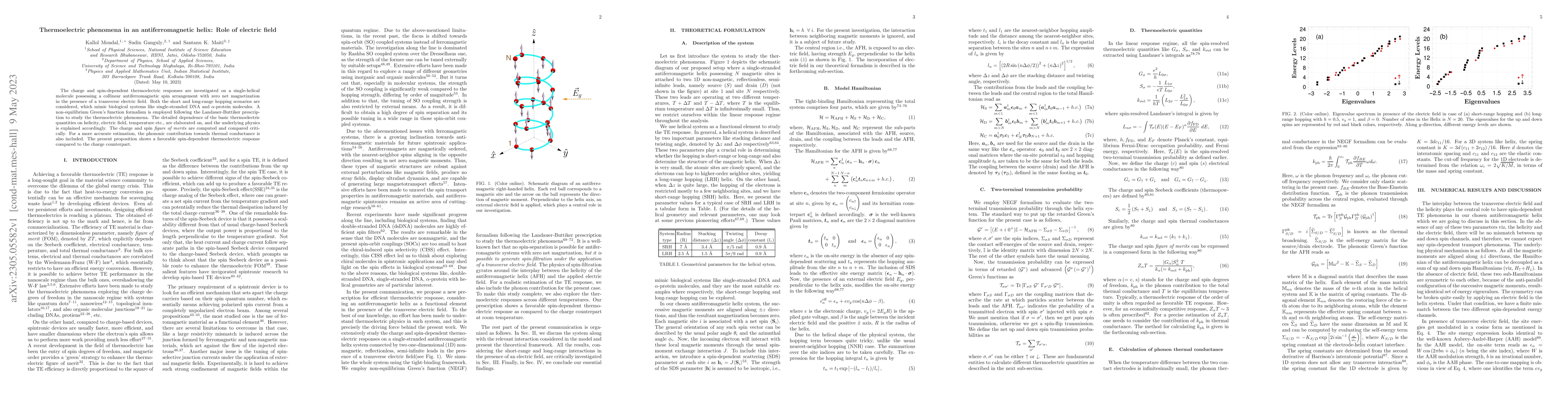 Thumbnail for Thermoelectric phenomena in an antiferromagnetic helix: Role of electric
  field