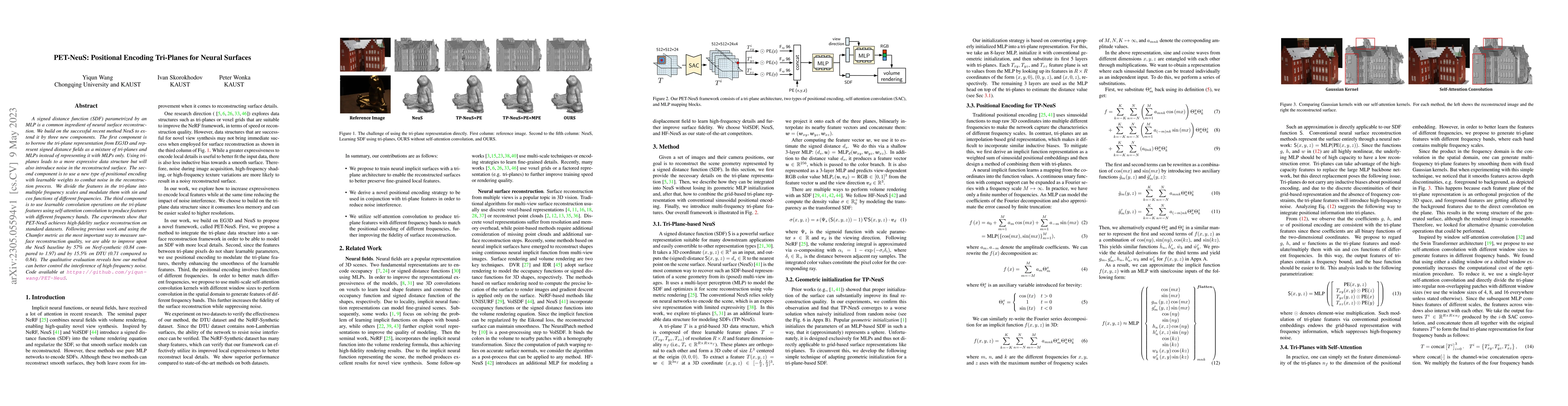Thumbnail for PET-NeuS: Positional Encoding Tri-Planes for Neural Surfaces